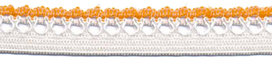 Wit-oranje elastiek met sierrand 12 mm 