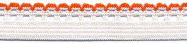 Wit-donker oranje elastiek met sierrand 12 mm 