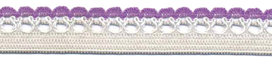 Wit-lila elastiek met sierrand 12 mm 