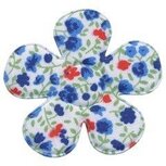 Applicatie bloem met bloemenprintje blauw groot 45 mm (ca. 25 stuks)