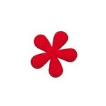 Applicatie bloem met smalle blaadjes rood vilt klein 20 mm (ca. 100 stuks)