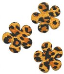 Applicatie bloem met panter print oker geel groot 45 mm (ca. 25 stuks)