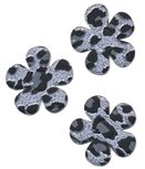 Applicatie bloem met panter print grijs groot 45 mm (ca. 25 stuks)