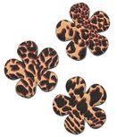 Applicatie bloem met giraffe print terra groot 45 mm (ca. 25 stuks)