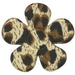 Applicatie bloem met panter print creme/bruin groot 45 mm (ca. 25 stuks)