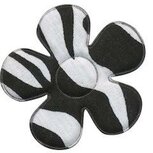 Applicatie bloem met zebra print wit/zwart groot 45 mm (ca. 25 stuks)