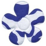 Applicatie bloem met zebra print wit/blauw groot 45 mm (ca. 25 stuks)