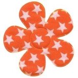 Applicatie bloem oranje met witte sterren katoen groot 45 mm (ca. 25 stuks)