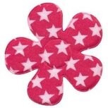 Applicatie bloem fuchsia met witte sterren katoen groot 45 mm (ca. 25 stuks)