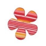 Applicatie bloem gestreept rood katoen middel 35 mm (ca. 25 stuks)