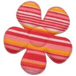 Applicatie bloem gestreept rood groot 45 mm (ca. 25 stuks)