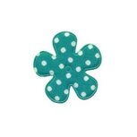 Applicatie bloem zeegroen met witte stippen katoen klein 25 mm (ca. 25 stuks)