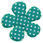 Applicatie bloem zeegroen met witte stippen katoen groot 45 mm (ca. 25 stuks)