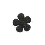 Applicatie glitter bloem zwart klein 20 mm (ca. 25 stuks)