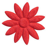 Applicatie bloem rood met puntige blaadjes effen satijn groot 48 mm (ca. 25 stuks)
