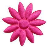 Applicatie bloem fuchsia met puntige blaadjes effen satijn groot 48 mm (ca. 25 stuks)