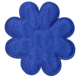 Applicatie bloem kobalt blauw satijn effen groot 50 mm (25 stuks)