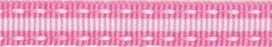 Roze-wit stippel/streep grosgrain/ribsband (ca. 25 m)
