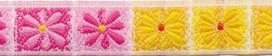 Roze-geel-oranje bloemband 12 mm (ca. 22 m)