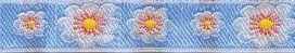 Licht blauw bloemband 12 mm (ca. 22 m)