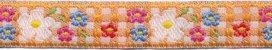 Oranje-wit geruit bloemband 12 mm (ca. 22 m)