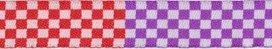 Rood-wit-paars geruit band 12 mm (ca. 22 m)