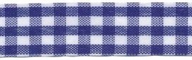 Donker blauw-wit geruit band 19 mm (ca. 32 m)