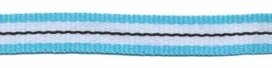Aqua blauw-wit-zwart streep grosgrain/ribsband 10 mm (ca. 25 m)