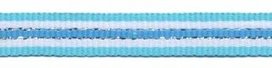 Aqua blauw-wit-zilver-blauw streep grosgrain/ribsband 10 mm (ca. 45 m)