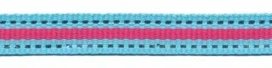 Aqua blauw-zilver-fuchsia streep grosgrain/ribsband 10 mm (ca. 45 m)