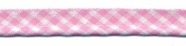 Roze-wit geruit piping-/paspelband STANDAARD - 2 mm koord (ca. 10 meter)