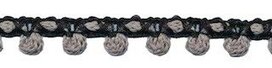2-kleurig bolletjesband zwart-grijs 10 mm (ca. 16 meter)