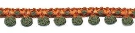 2-kleurig bolletjesband oranje-legergroen 10 mm (ca. 16 meter)