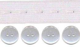 Wit knoopsgatenelastiek (20 mm) en knopen (16 mm) 