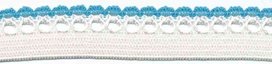 Wit-blauw elastiek met sierrand 12 mm 