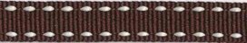 Bruin-wit stippel grosgrain/ribsband 10 mm (ca. 25 m)