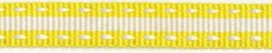 Geel-wit stippel/streep grosgrain/ribsband 10 mm (ca. 25 m)