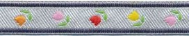Zilver-blauw tulpenband 12 mm (ca. 22 m)