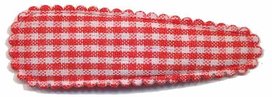Haarknip met haarkniphoesje rood-wit geruit 5 cm (10 stuks)