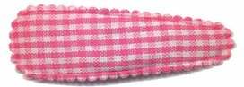 Haarknip met haarkniphoesje fuchsia-wit geruit 5 cm (10 stuks)