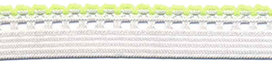 Wit-gif groen elastiek met sierrand 12 mm (ca. 10 meter)