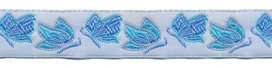 Blauw vlinder sierband 12 mm (ca. 22 m)