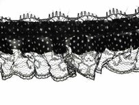 Roezel kant zwart-wit met polkadot 50 mm (ca. 10 meter)