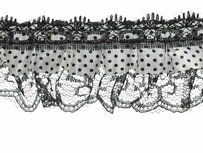 Roezel kant wit-zwart met polkadot 50 mm (ca. 10 meter)