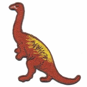 Opstrijkbare applicatie dinosaurus roodbruin (5 stuks)