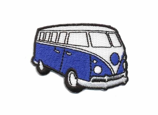 Opstrijkbare applicatie 'VW bus' blauw klein (5 stuks)