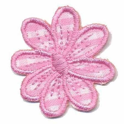 Applicatie geruite bloem roze 35 mm (10 stuks)