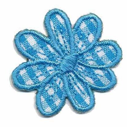 Applicatie geruite bloem aqua 35 mm (10 stuks)