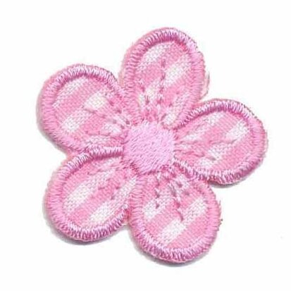 Applicatie geruite bloem roze 30 mm (10 stuks)