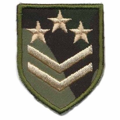 Applicatie leger/army schild met 2 strepen en 3 sterren (5 stuks)